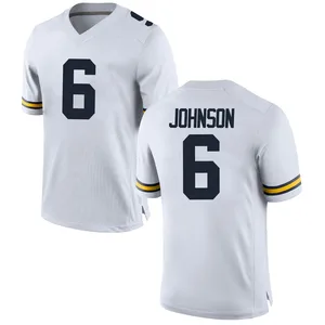 Cornelius Johnson Michigan Wolverines Men's Game Brand Jordan Football College Jersey - White
