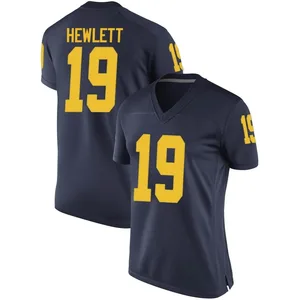 Jason Hewlett Michigan Wolverines Women's Replica Brand Jordan Football College Jersey - Navy