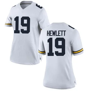 Jason Hewlett Michigan Wolverines Women's Replica Brand Jordan Football College Jersey - White
