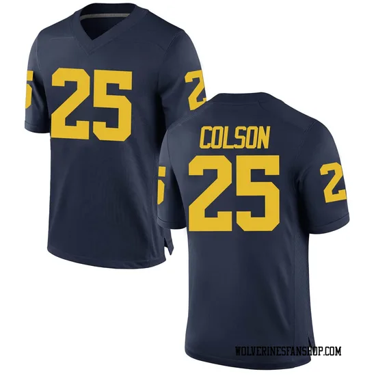 Junior Colson Michigan Wolverines Youth Replica Brand Jordan Football College Jersey - Navy