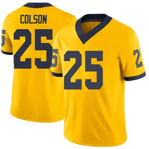 Men's Junior Colson Michigan Wolverines Men's Limited Maize Football College Jersey