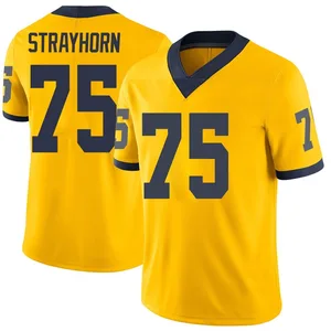 Men's Kaden Strayhorn Michigan Wolverines Men's Limited Brand Jordan Maize Football College Jersey