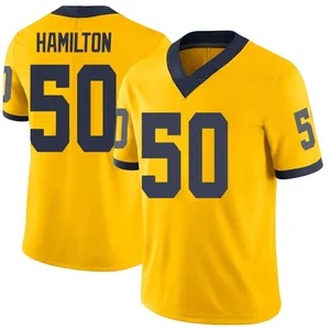 Men's Luke Hamilton Michigan Wolverines Men's Limited Brand Jordan Maize Football College Jersey