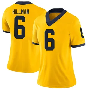 Women's Brandyn Hillman Michigan Wolverines Women's Limited Brand Jordan Maize Football College Jersey