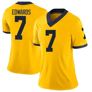 Women's Donovan Edwards Michigan Wolverines Women's Limited Brand Jordan Maize Football College Jersey