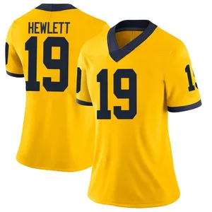 Women's Jason Hewlett Michigan Wolverines Women's Limited Brand Jordan Maize Football College Jersey