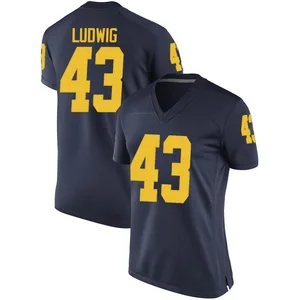 Zach Ludwig Michigan Wolverines Women's Game Brand Jordan Football College Jersey - Navy